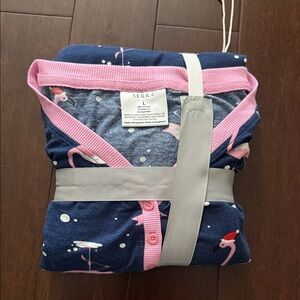 Serra Kids Pajama Set - Navy and Pink Flamingo Print